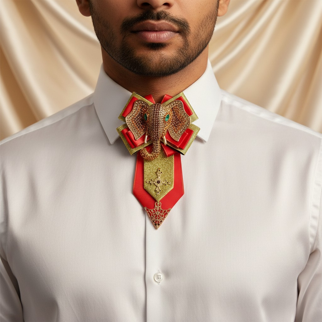 Imperial Elephant Rhinestone Bow Tie