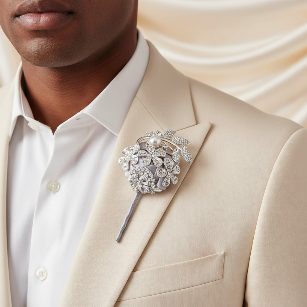 Pearl Blossom Wedding Boutonniere