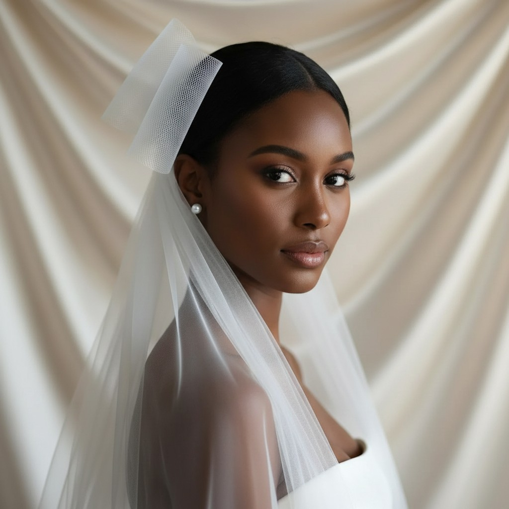Pearl Bow Double Layer Bridal Veil