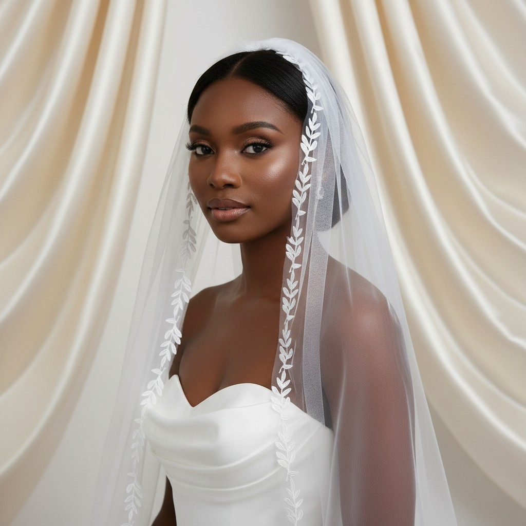 Leaf Lace Edge Bridal Veil