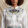 Embroidered Floral Pearl Collar