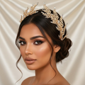 Golden Laurel Leaf Bridal Crown Headband