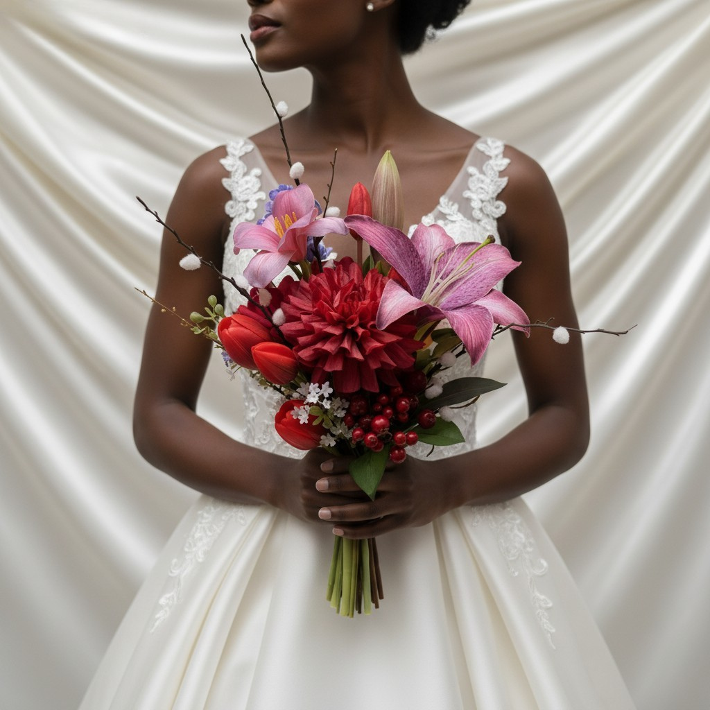 Red Tulip & Lily Bridal Bouquet