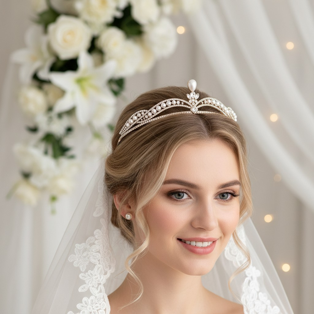 Pearl Crystal Bridal Tiara