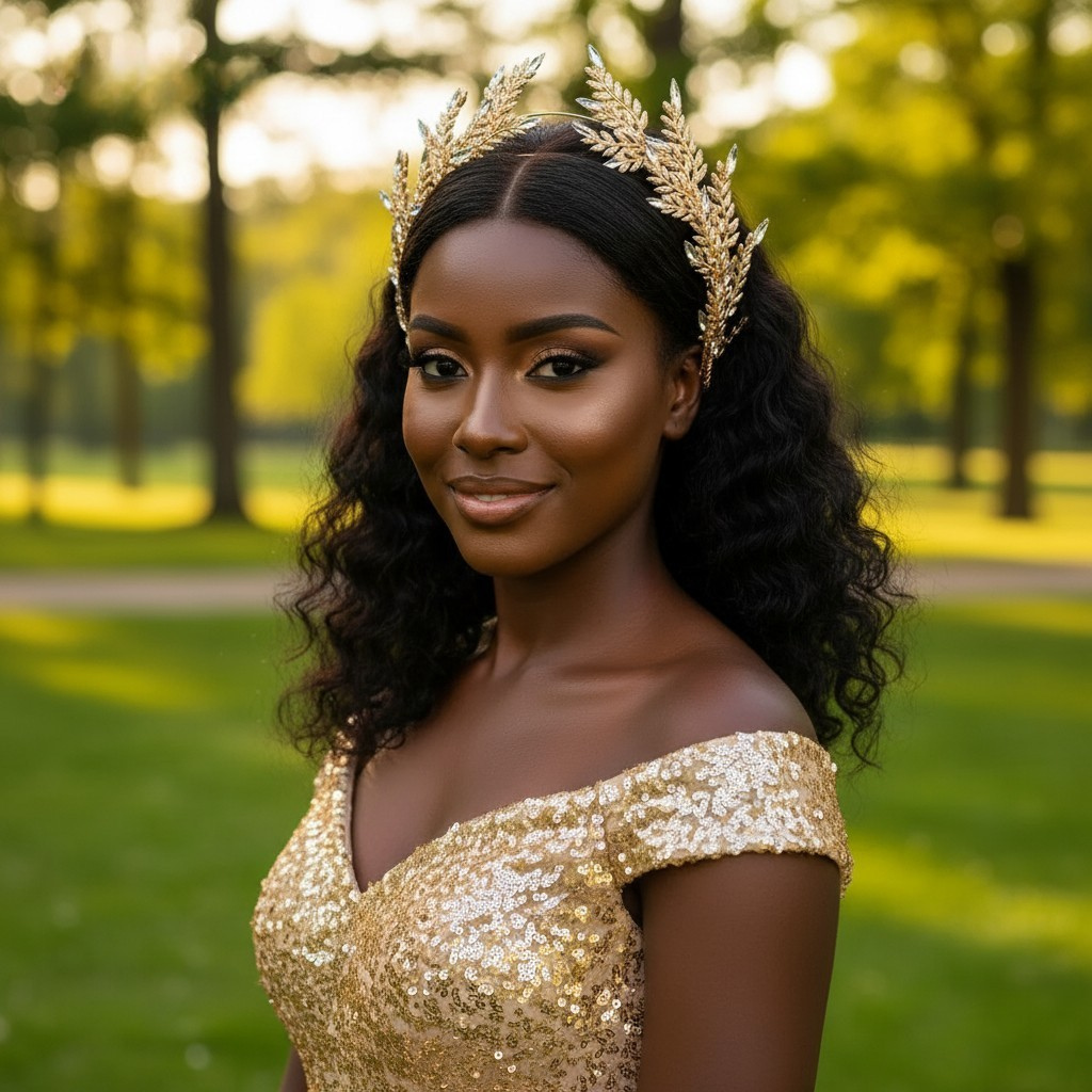 Golden Laurel Leaf Bridal Crown Headband