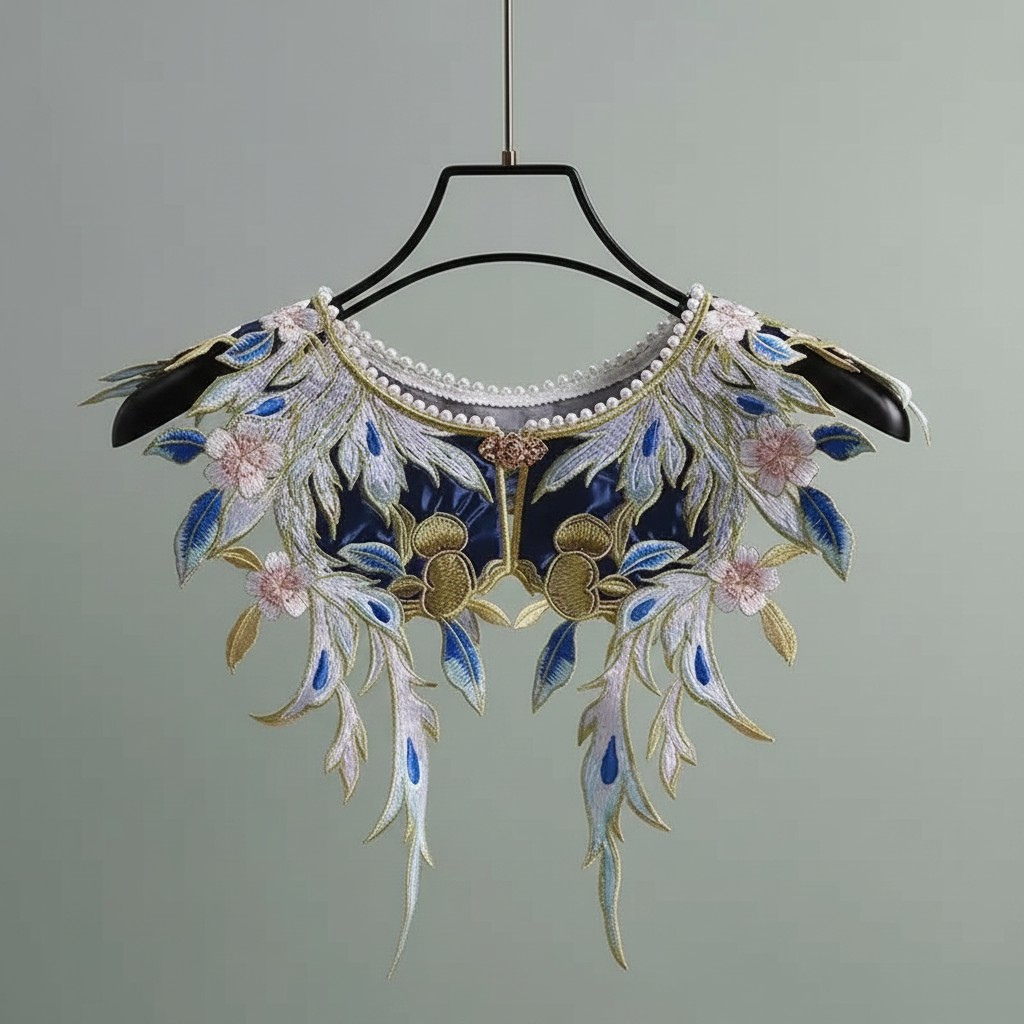 Embroidered Floral Pearl Collar