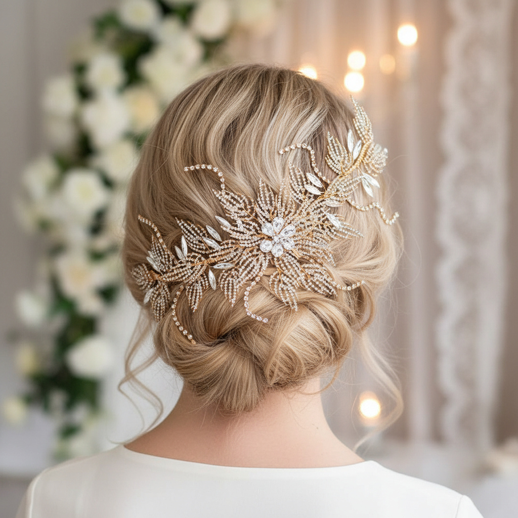 Golden Leaf Bridal Headpiece