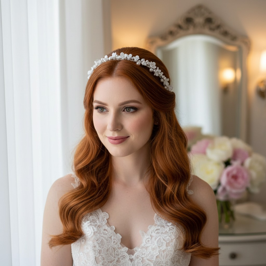 Porcelain Blossom Pearl Bridal Headband