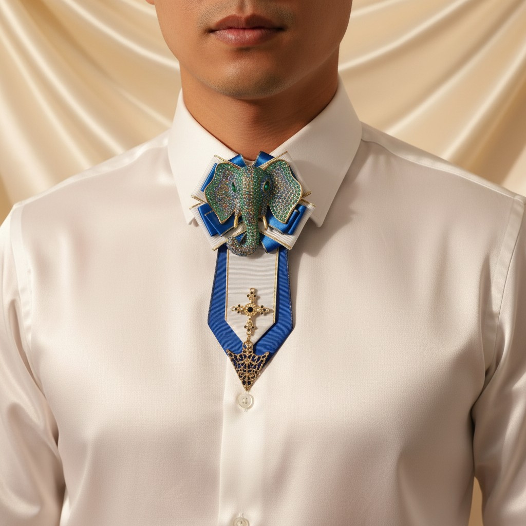 Imperial Elephant Rhinestone Bow Tie
