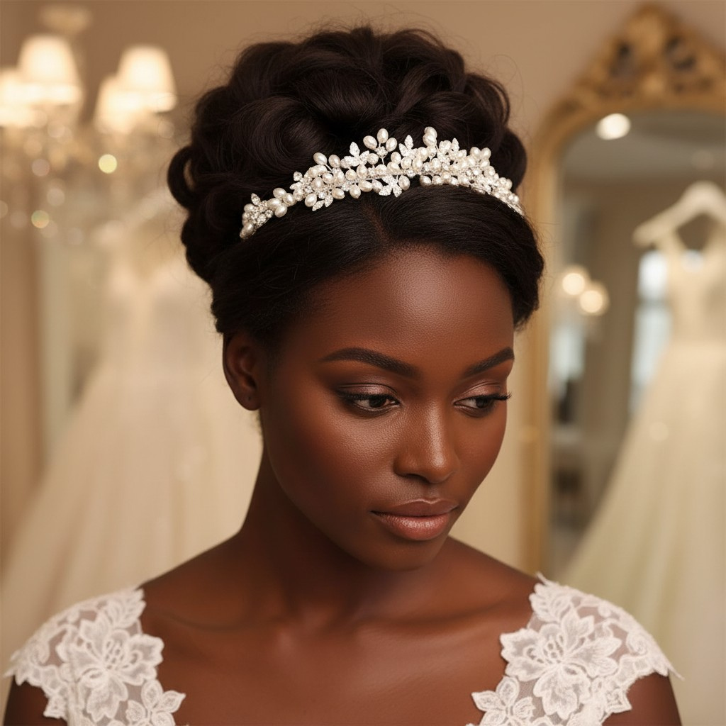 Pearl Leaf Crystal Bridal Tiara