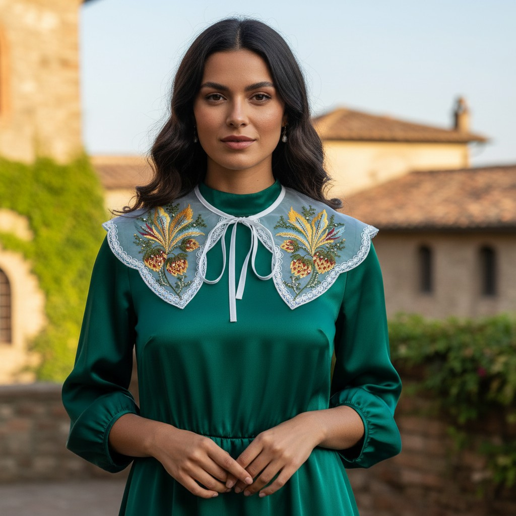 Floral Embroidered Sheer Detachable Collar