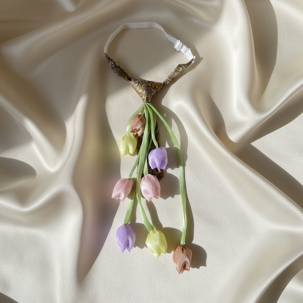 Pastel Tulip Bouquet Statement Necktie