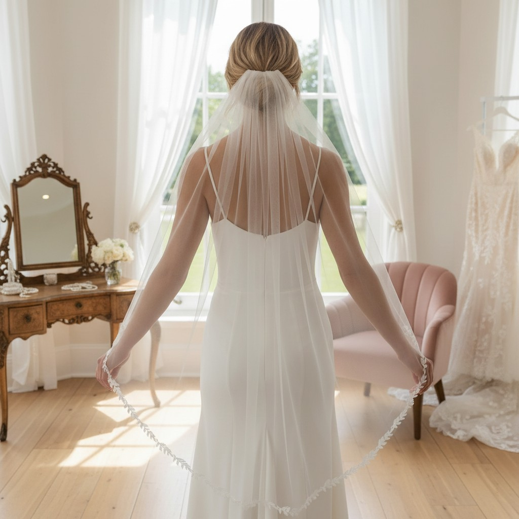 Leaf Lace Edge Bridal Veil