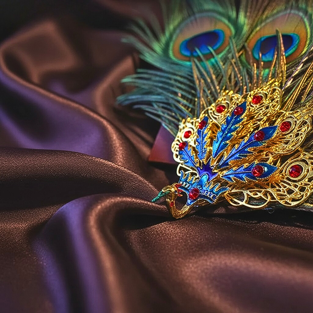 Imperial Peacock Feather Bridal Fan