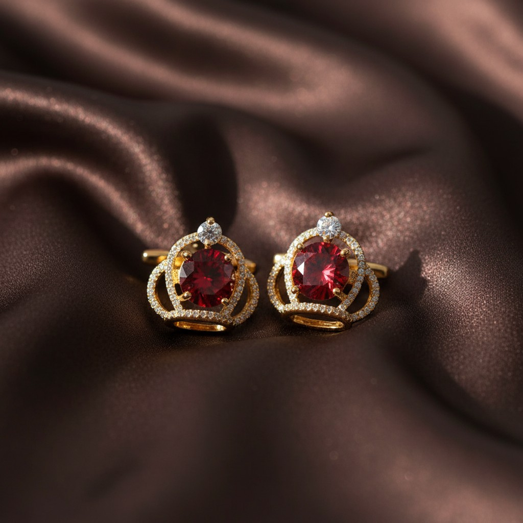 Royal Crown Zircon Cufflinks