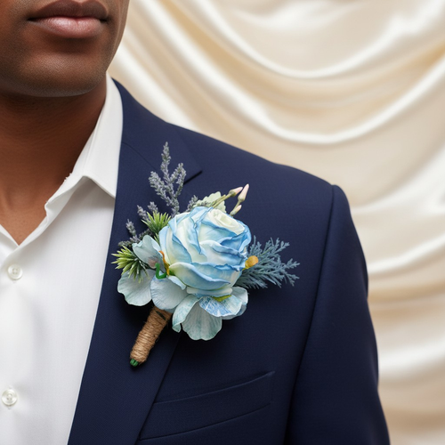 Blue Rose Boutonniere & Wrist Corsage