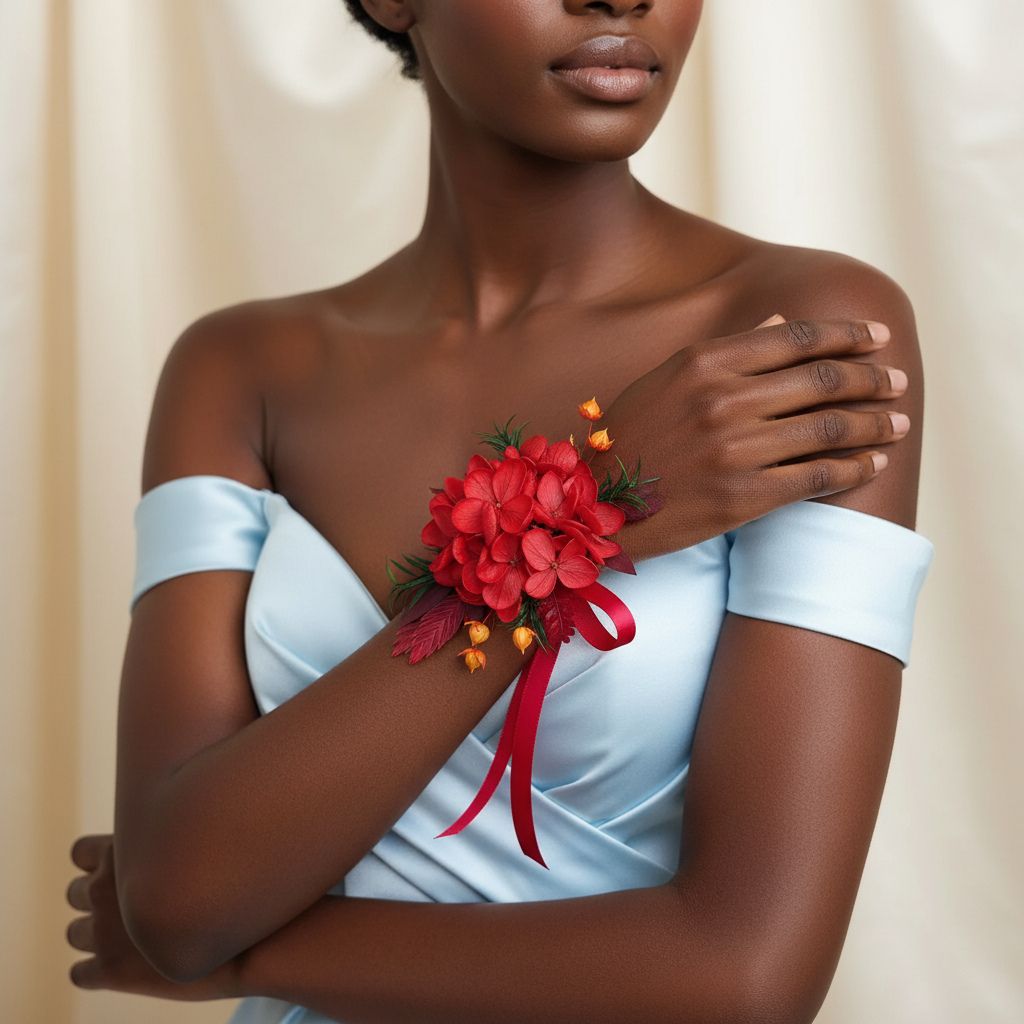 Red Hydrangea Boutonniere & Wrist Corsage