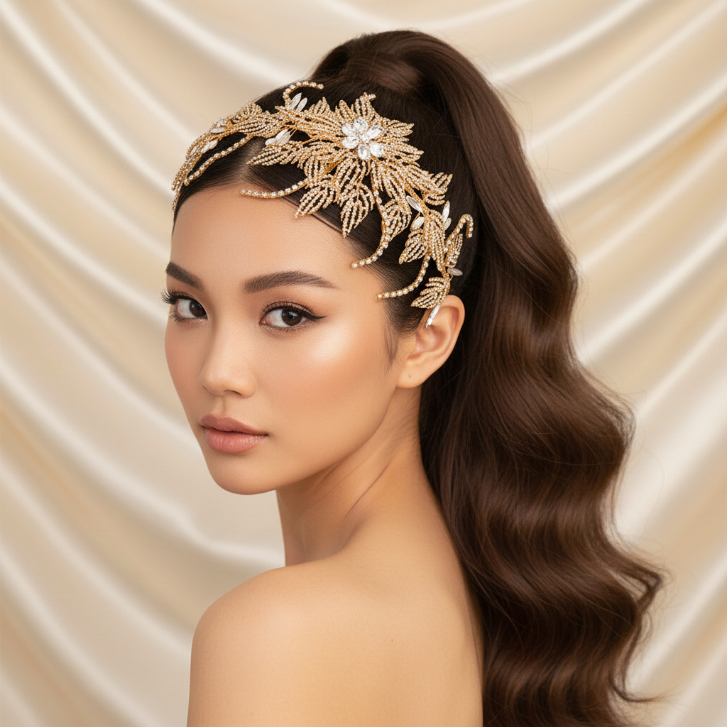 Golden Leaf Bridal Headpiece