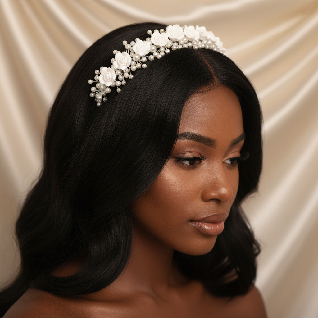Pearl Rose Bridal Headband