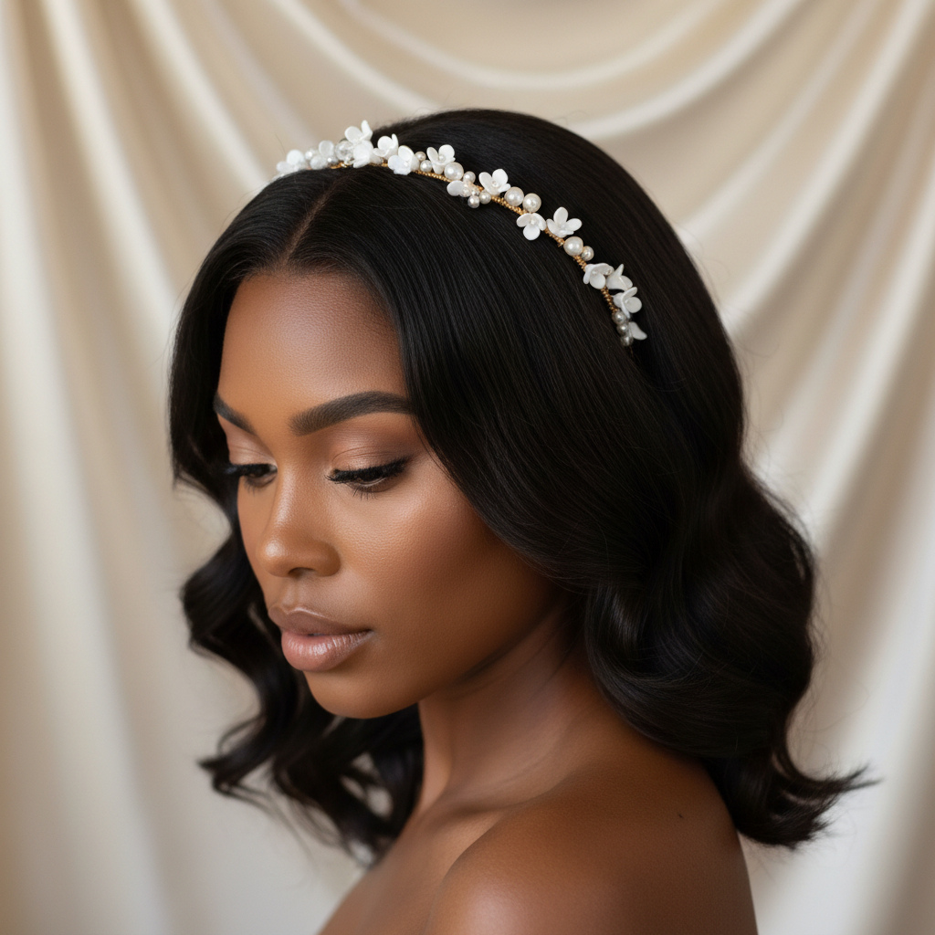 Porcelain Blossom Pearl Bridal Headband