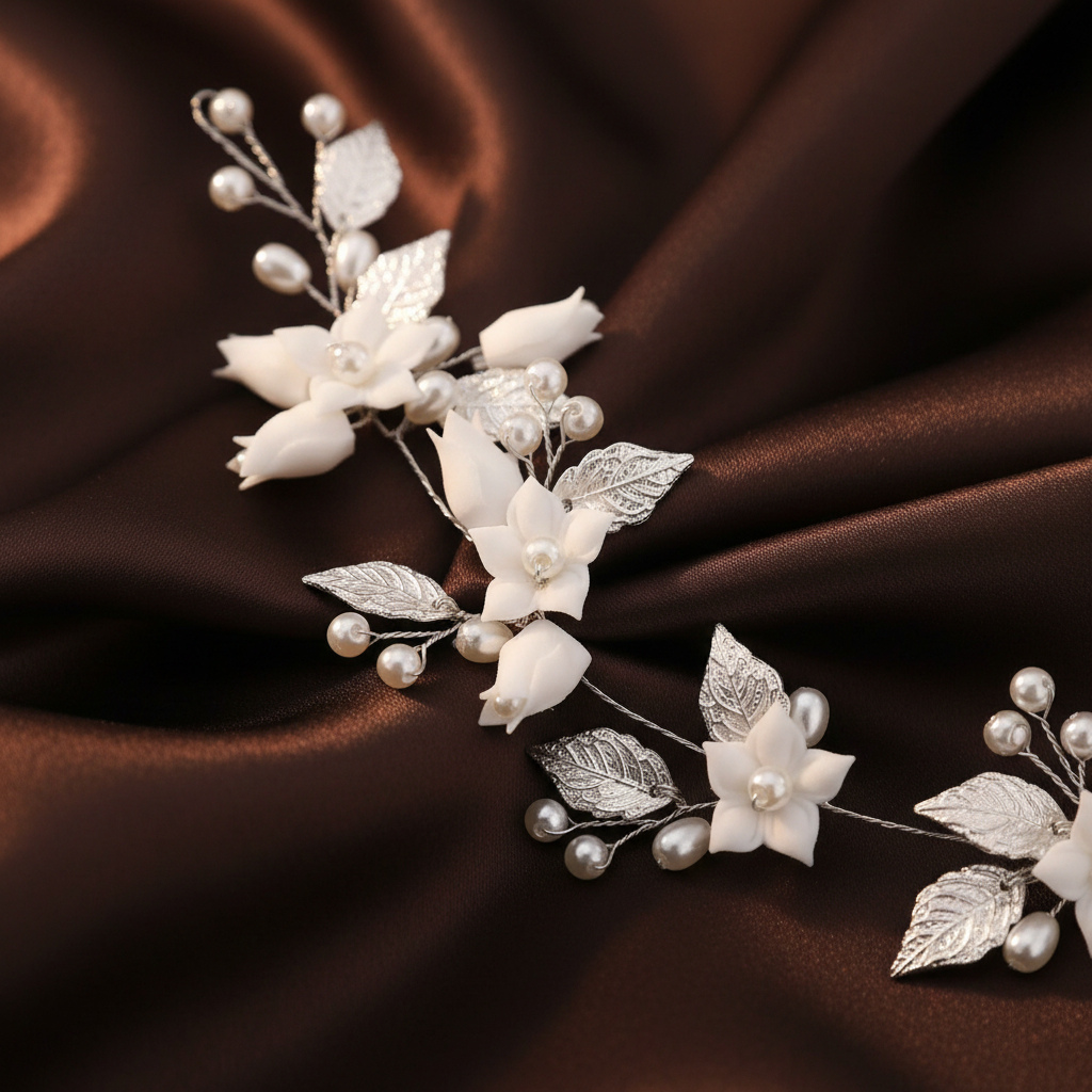 Porcelain Blossom Bridal Hair Vine