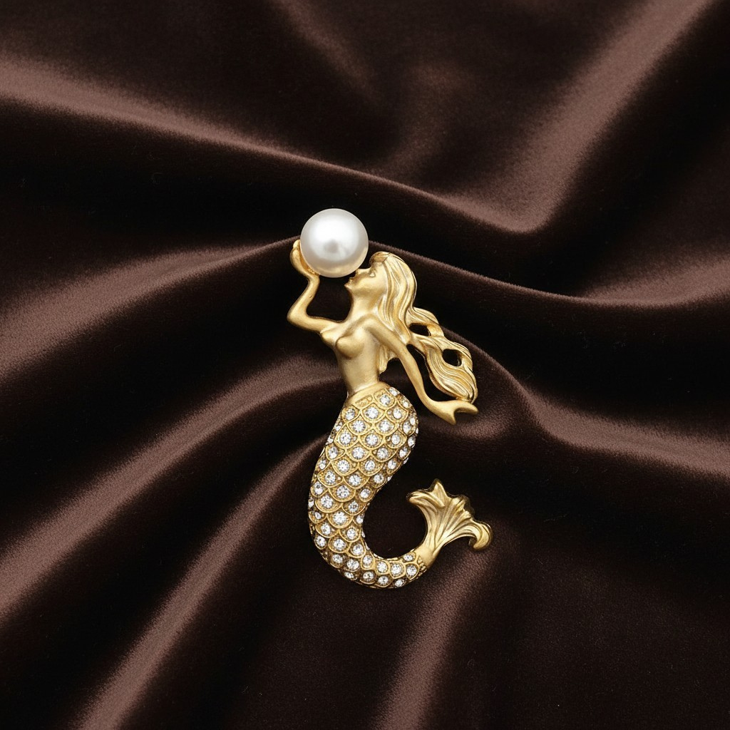 Pearl Mermaid Brooch Pin