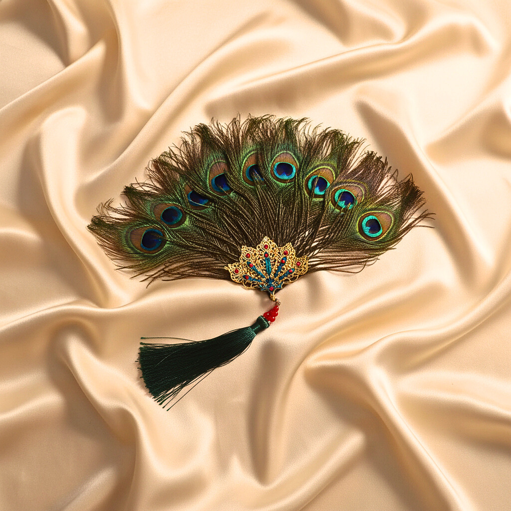 Imperial Peacock Feather Bridal Fan