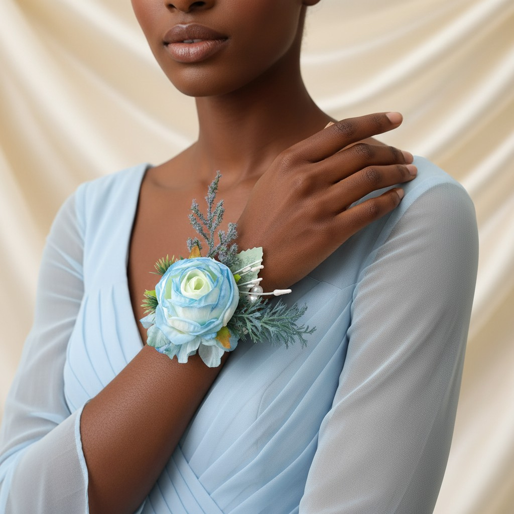 Blue Rose Boutonniere & Wrist Corsage
