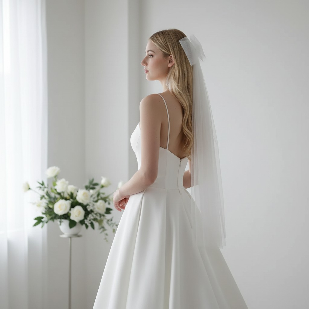 Pearl Bow Double Layer Bridal Veil