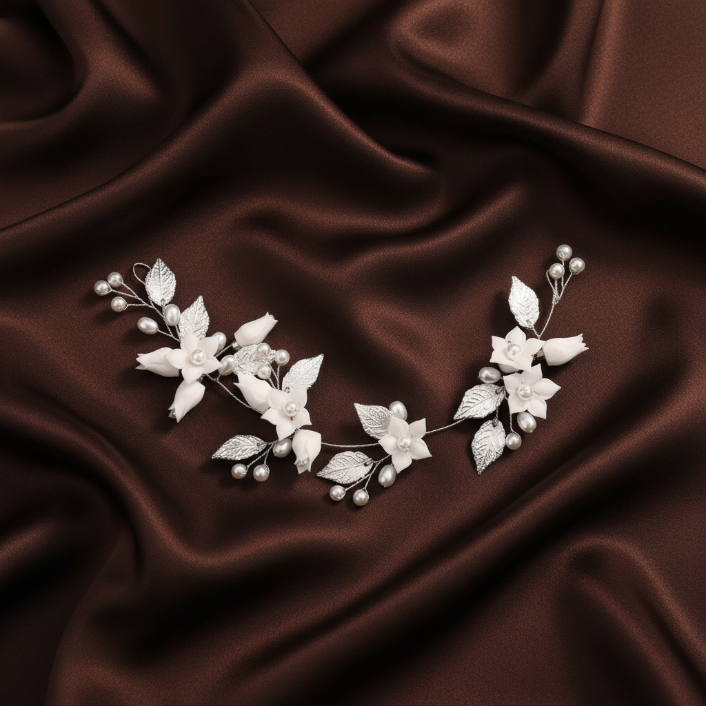 Porcelain Blossom Bridal Hair Vine