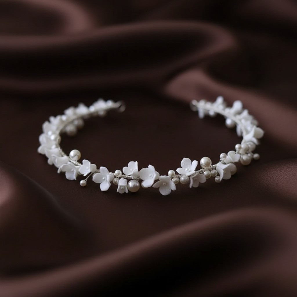 Porcelain Blossom Pearl Bridal Headband