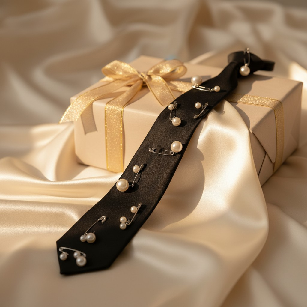 Pearl Safety Pin Statement Tie