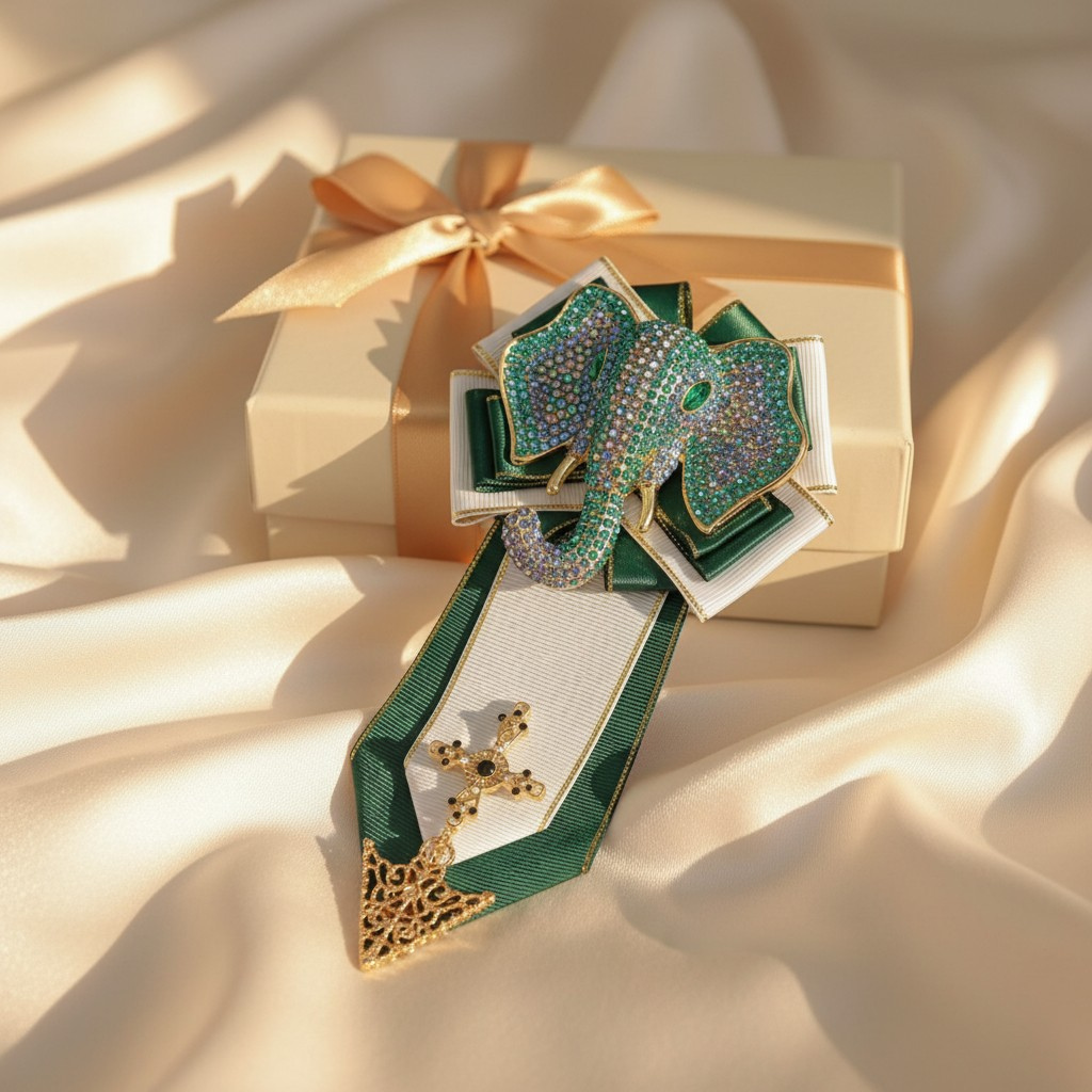 Imperial Elephant Rhinestone Bow Tie