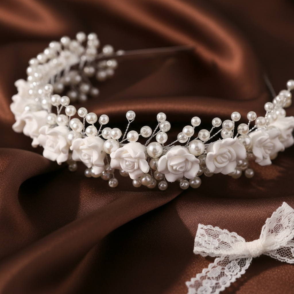 Pearl Rose Bridal Headband