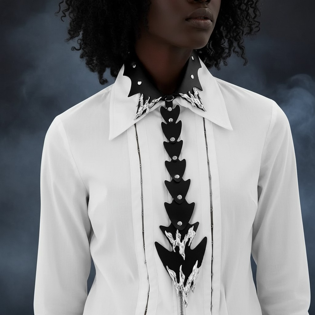Black Flame Faux Leather Necktie