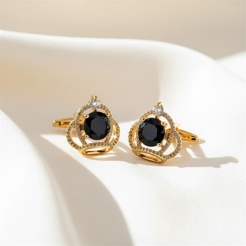 Royal Crown Zircon Cufflinks