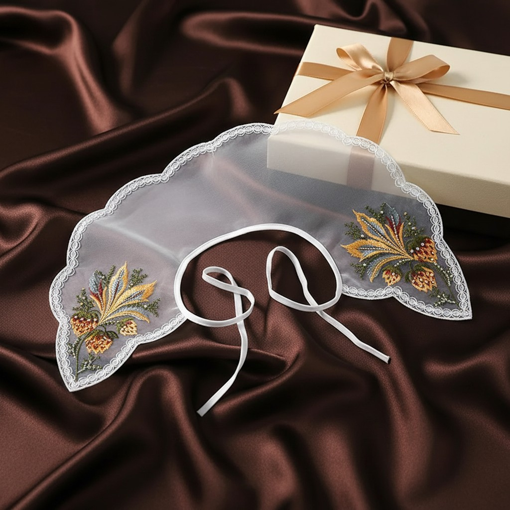 Floral Embroidered Sheer Detachable Collar