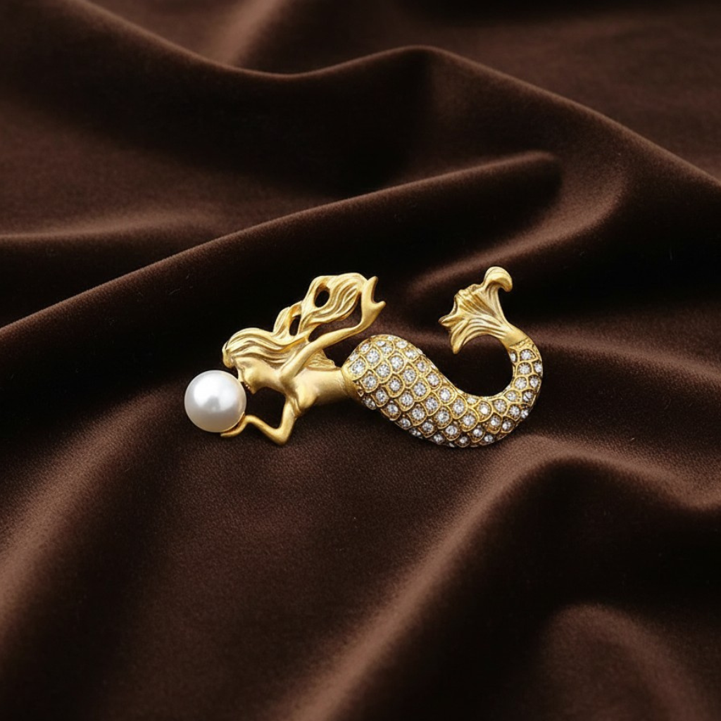 Pearl Mermaid Brooch Pin