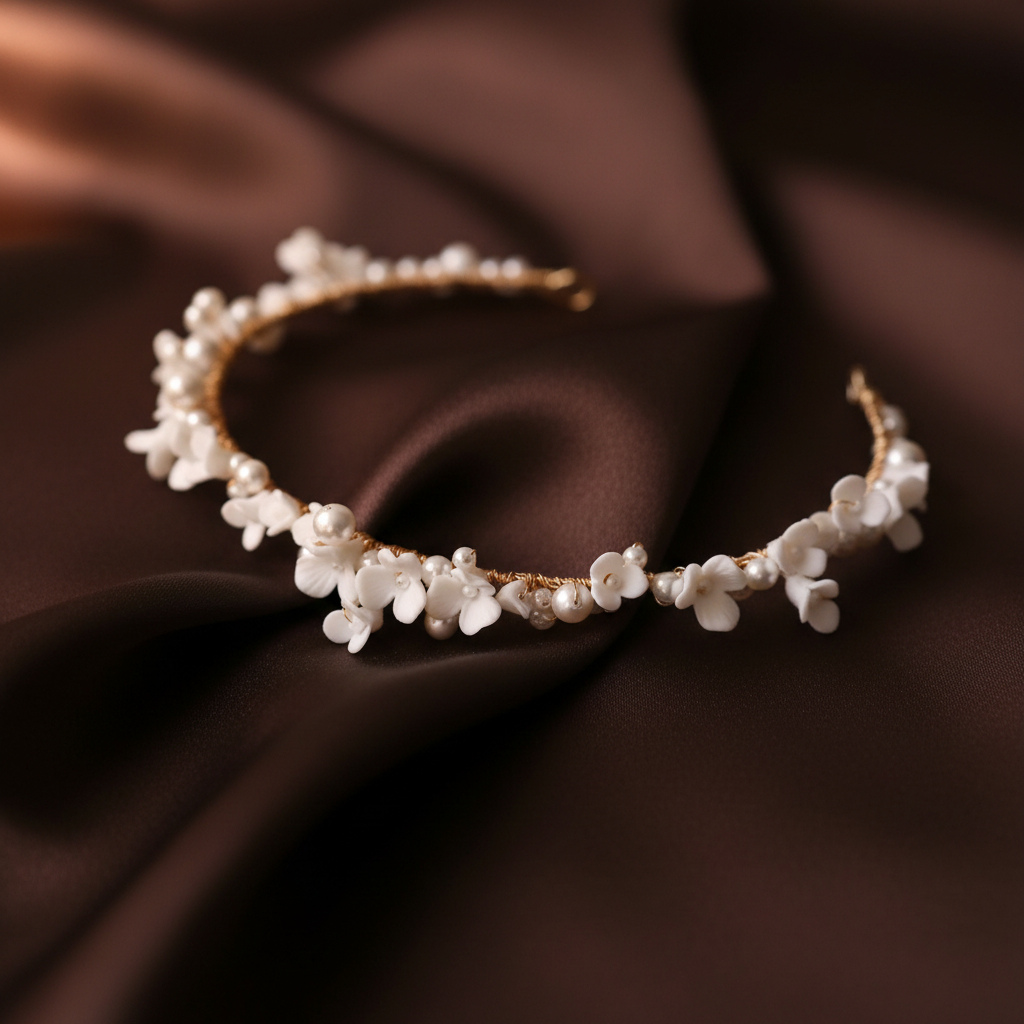 Porcelain Blossom Pearl Bridal Headband