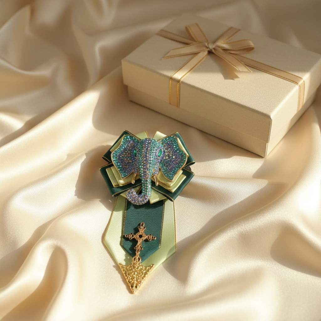 Imperial Elephant Rhinestone Bow Tie