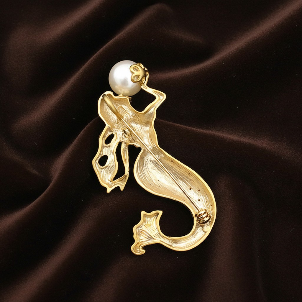 Pearl Mermaid Brooch Pin