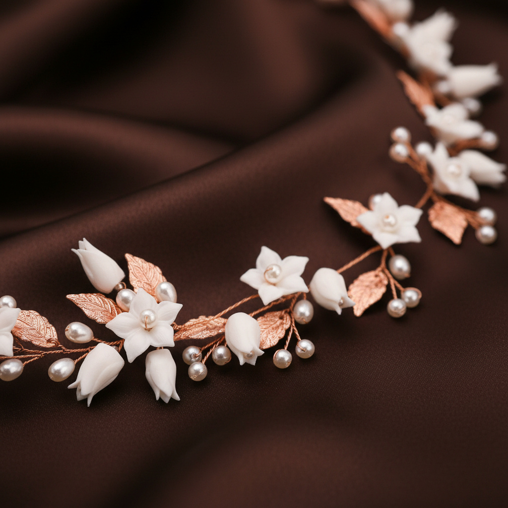 Porcelain Blossom Bridal Hair Vine