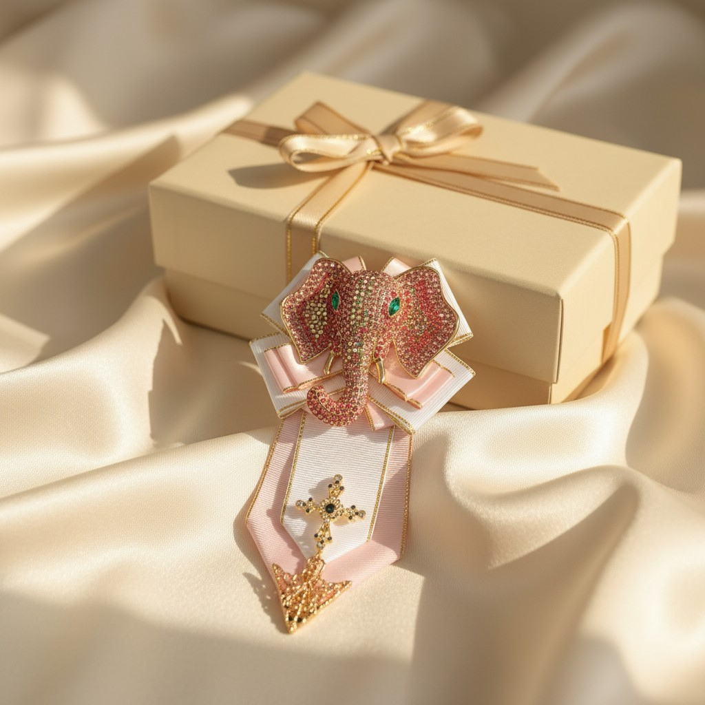 Imperial Elephant Rhinestone Bow Tie