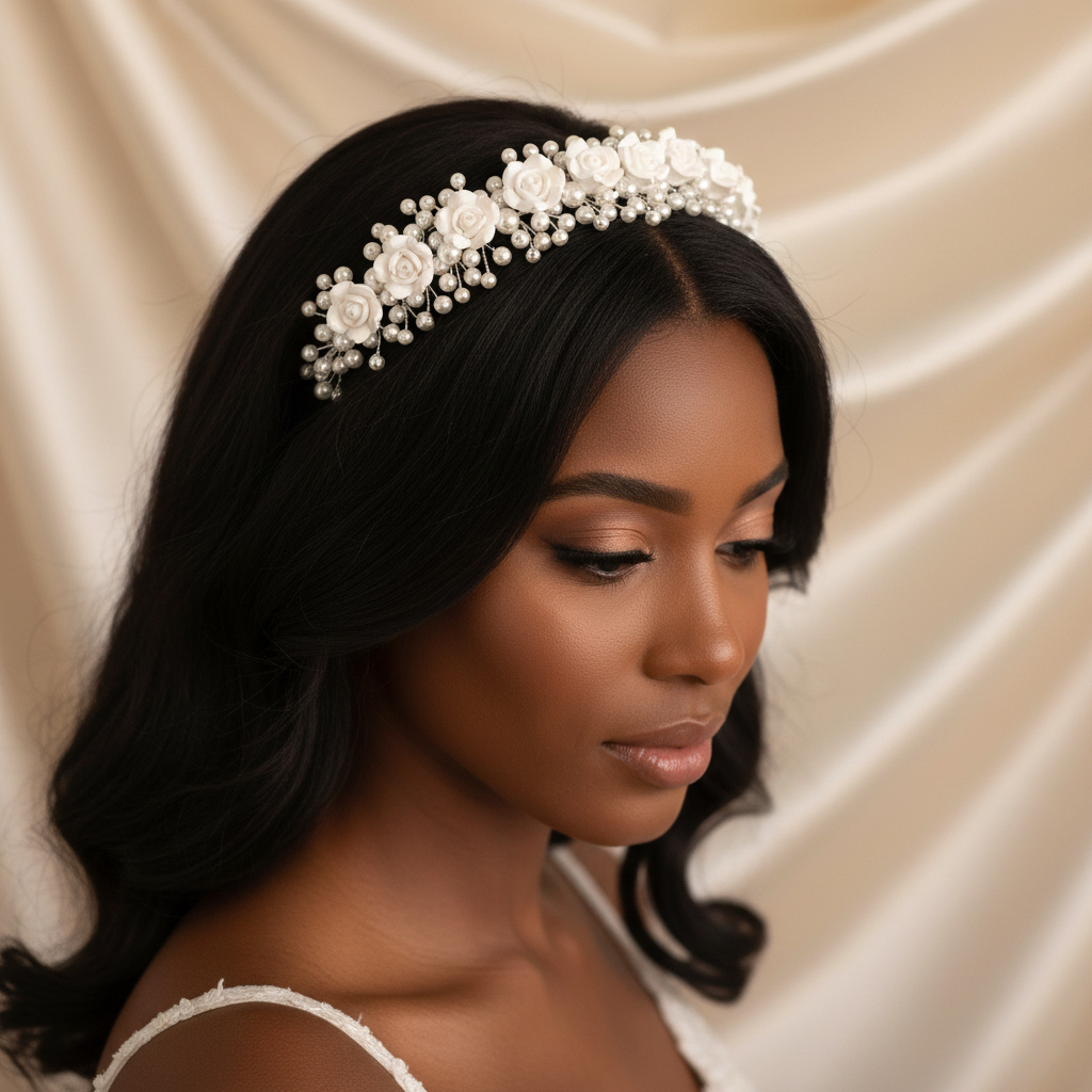 Pearl Rose Bridal Headband