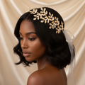 Golden Leaf Pearl Bridal Hair Vine