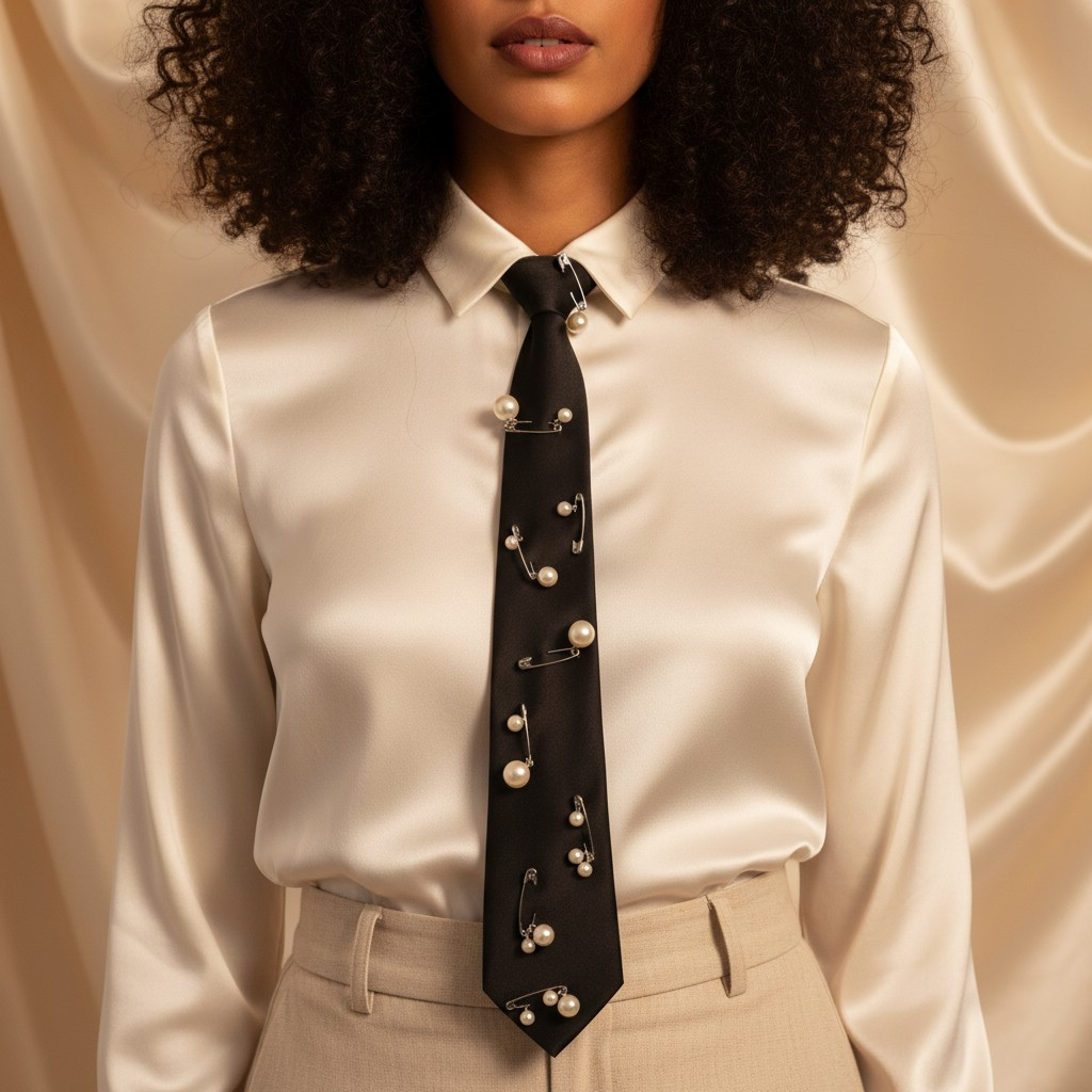 Pearl Safety Pin Statement Tie