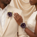 Midnight Pansy Boutonniere & Wrist Corsage