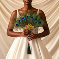 Imperial Peacock Feather Bridal Fan